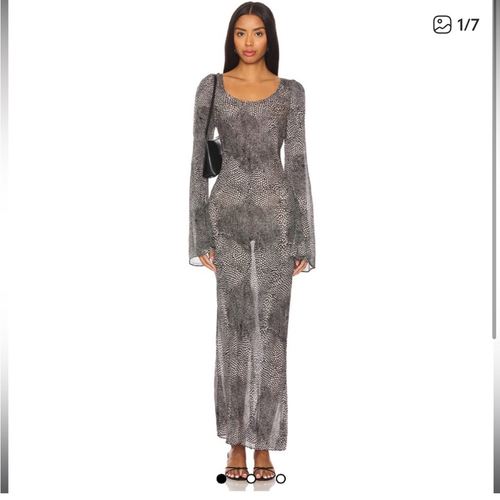 Stone Cold Fox Black and White Dot Print Long Sleeve Dress